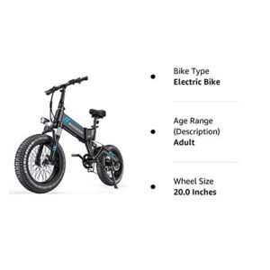 Wooken Electric Bike, 20'' Fat Tire Electric Bike for Adults