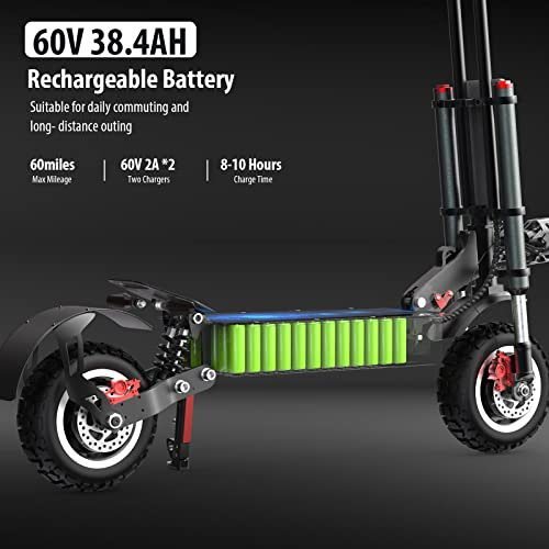 Electric Scooter Adults, Escooter with 60V 38.4ah 60 Miles Long Range Battery