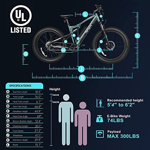 ReAspire Electric Bike for Adult 750W BAFANG Motor Ebike 24 MPH 40 Miles Range