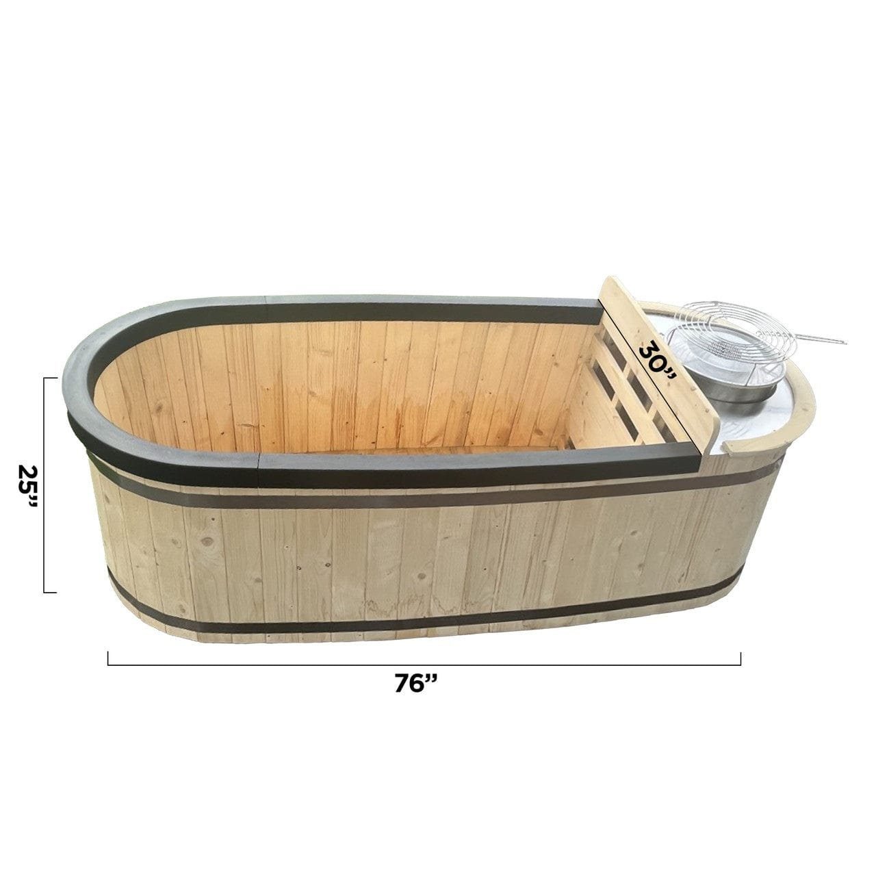 Aleko Natural Pine Wood Hot Tub 2 Persons 132 Gallons With Charcoal Stove